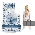 thumbnail image 1 of Gresahom Personalized Toddler Sleep Mat, Child Sleeping Bag for Preschool Girls and Boys, Blue Deer Kids Nap Mat with Pillow and Blanket, Custom Back to School Gift, 1 of 9