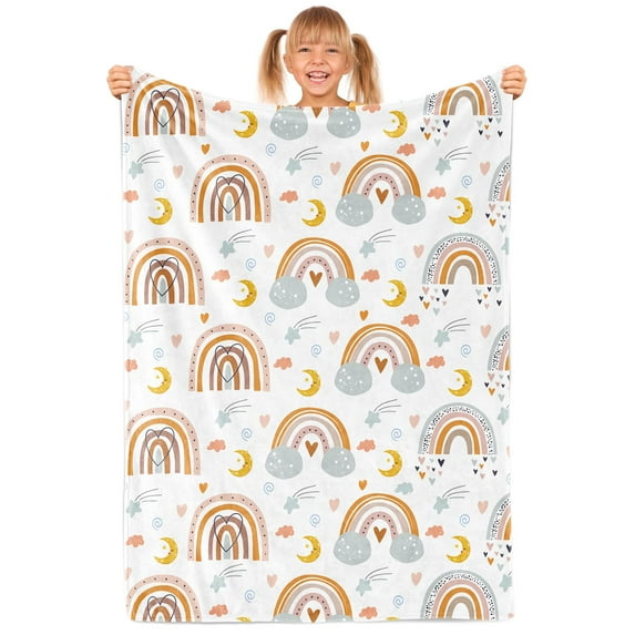 Gresahom Rainbow Blanket for Girls, Boho Rainbow Blankets, Super Soft Fleece Rainbow Blankets for Newborns Nursery Baby Girls, Rainbow Baby Blankets for Toddler Girls Baby Shower Gifts(60"x80")