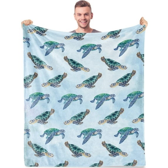 Gresahom Sea Turtle Throw Blanket for Boys Girls Men Women, Sea Turtle Gift Super Soft Flannel Fleece Blankets Birthday Gifts, for Children's Day Graduation Father's Day Travel Sofa Bed(30"x40")