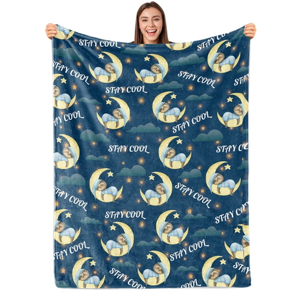 Gresahom Sloth Blanket Gift for Kids Family Animal Funny Cute Sloth and moon Blanket Super Soft Plush Flannel Throw Blanket for Couch Bed Sofa(30"x40")