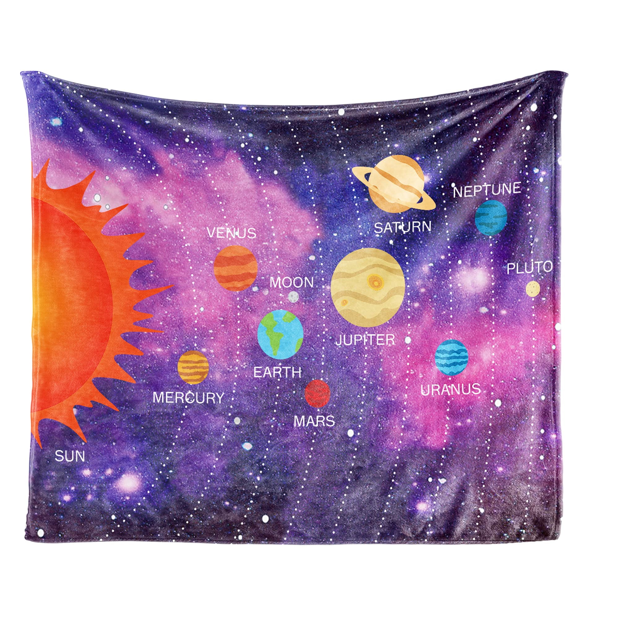 Gresahom Solar System Throw Blanket for Boy Girl, Planet Lover Blanket Gift for Kids Teen, Soft Plush Flannel Blanket Lightweight Fleece Throw for Birthday Children's Day Graduation Travel(50"x60")