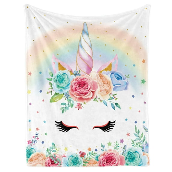 Gresahom Unicorn Throw Blanket for Girls Baby, Soft Plush Flannel Blanket Unicorn Gift for Kids, Lightweight Fleece Blanket for Birthday Children's Day Graduation Travel(60"x80")