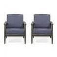 thumbnail image 1 of Greta Acacia Wood Outdoor Club Chair with Dark Gray Cushion, Set of 2, Black, 1 of 6