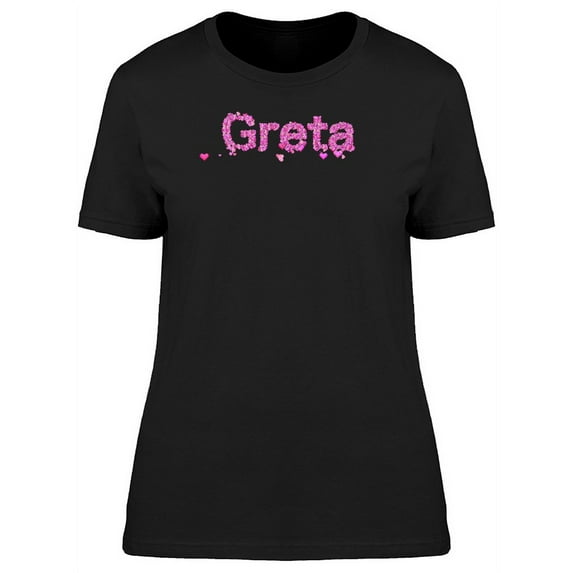 Greta Cool Pink Heart Name T-Shirt Women -Image by Shutterstock, Female x-Large