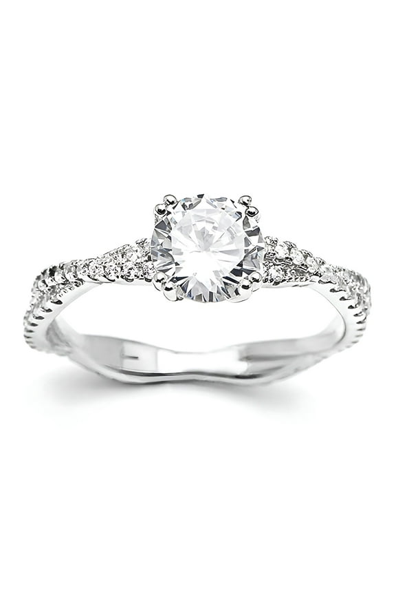 Greta Engagement Ring Sterling Silver Twist Clear Cz Women Ginger Lyne Collection