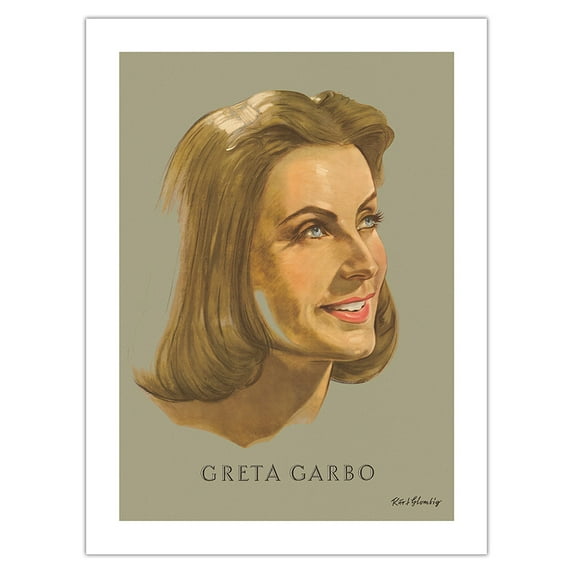 Greta Garbo - Portrait of Hollywood Film Actress - Vintage Personality Poster by Kurt Glombig c.1930s - Bamboo Fine Art 290gsm Paper Print (Unframed) 18x24in