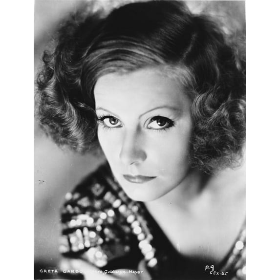 Greta Garbo on a Sequin Dress and Looking Up Portrait Photo Print (24 x 30)