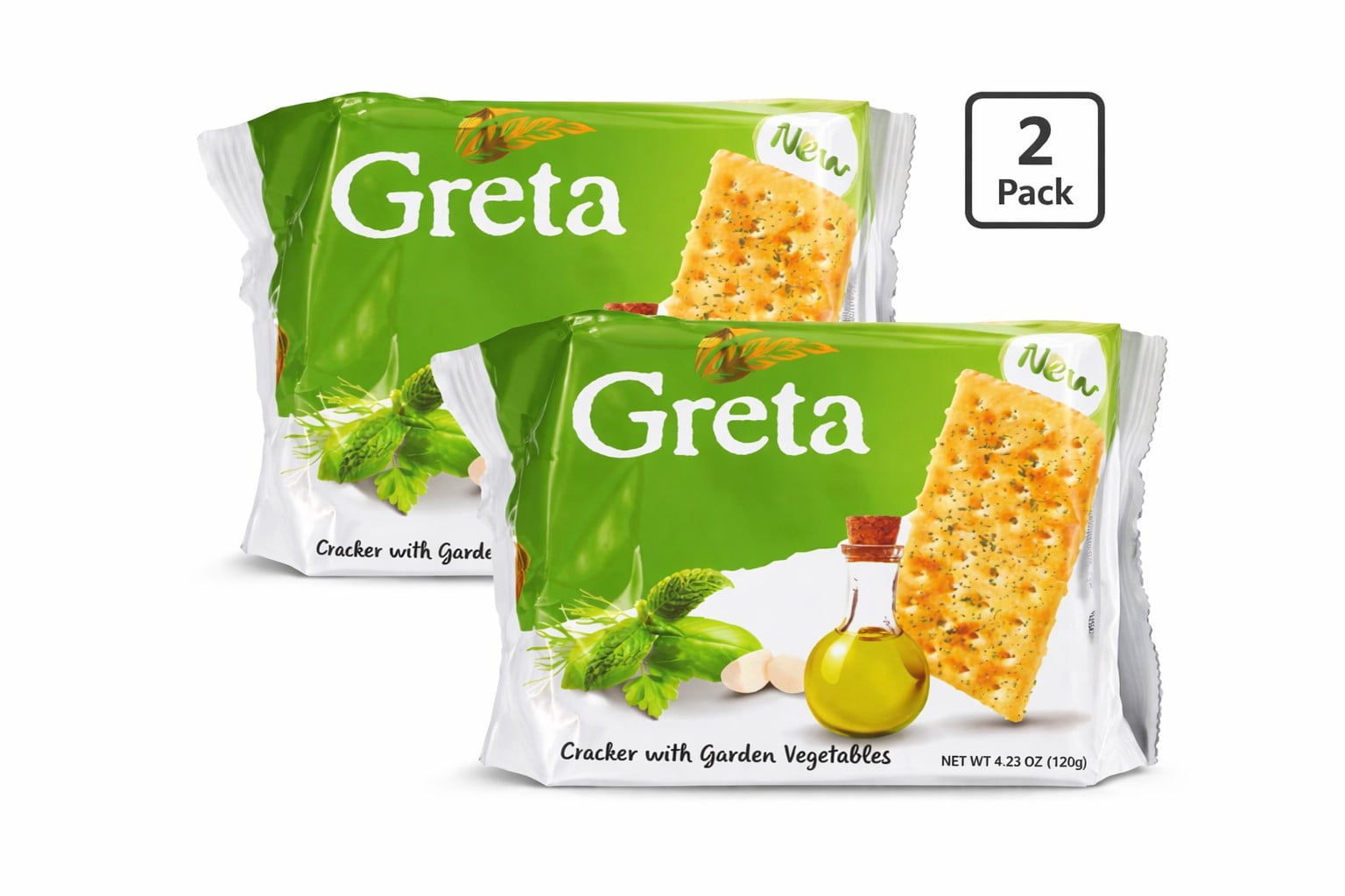 Greta Garden Vegetable Crackers, 4.23 oz (120g), Crispy Savory