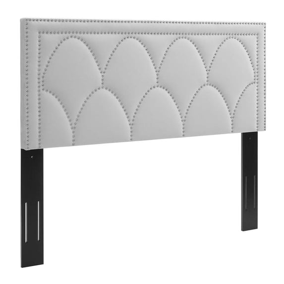 Greta Performance Velvet Twin Headboard, Light Gray