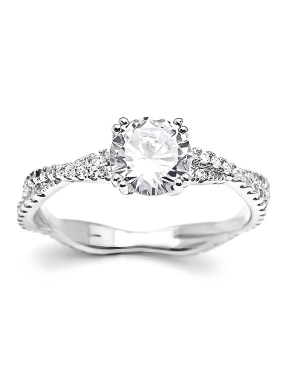 Greta Twist Engagement Ring for Women Sterling Silver Clear CZ Solitaire Size 10 Promise Ring by Ginger Lyne