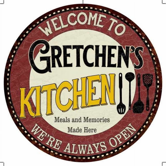 Gretchen's Kitchen 12" Round Metal Sign Bar Game Room Wall Dco 200120040446