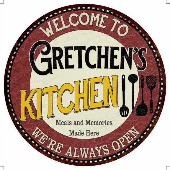 Gretchen's Kitchen 14" Round Metal Sign Bar Game Room Wall Decor 100140040446
