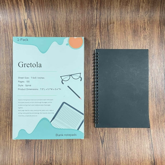 Gretola Blank notepads,Soft Cover Spiral Notebook Journal, Blank Sketch Book Pad, 100 Pages/ 50 Sheets, 7.5 inch x 5.1 inch