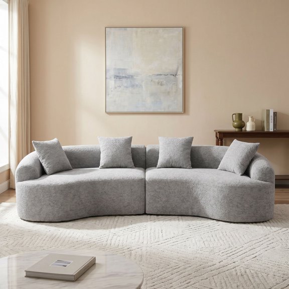 Gretop 110" Boneless Modular Sectional, Chenille Sleeper Couch for Living Room Apartment