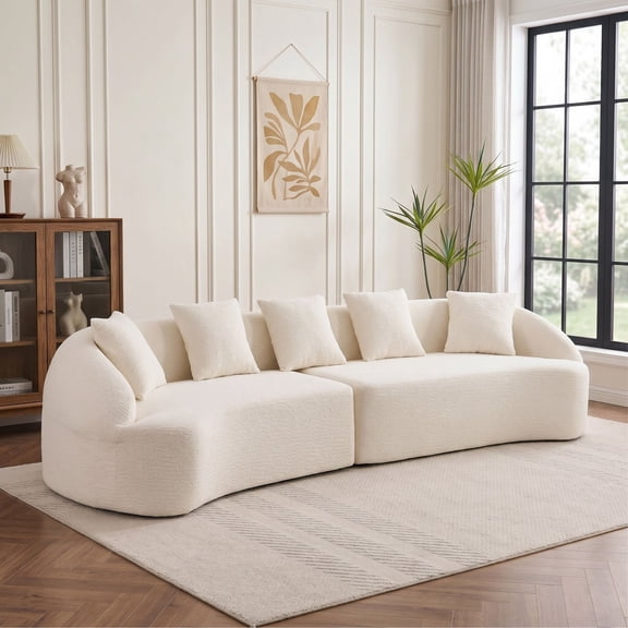 Gretop 110" Curved Modular Sectional Sofa, High-Density Chenille Sleeper Couch for Living Room