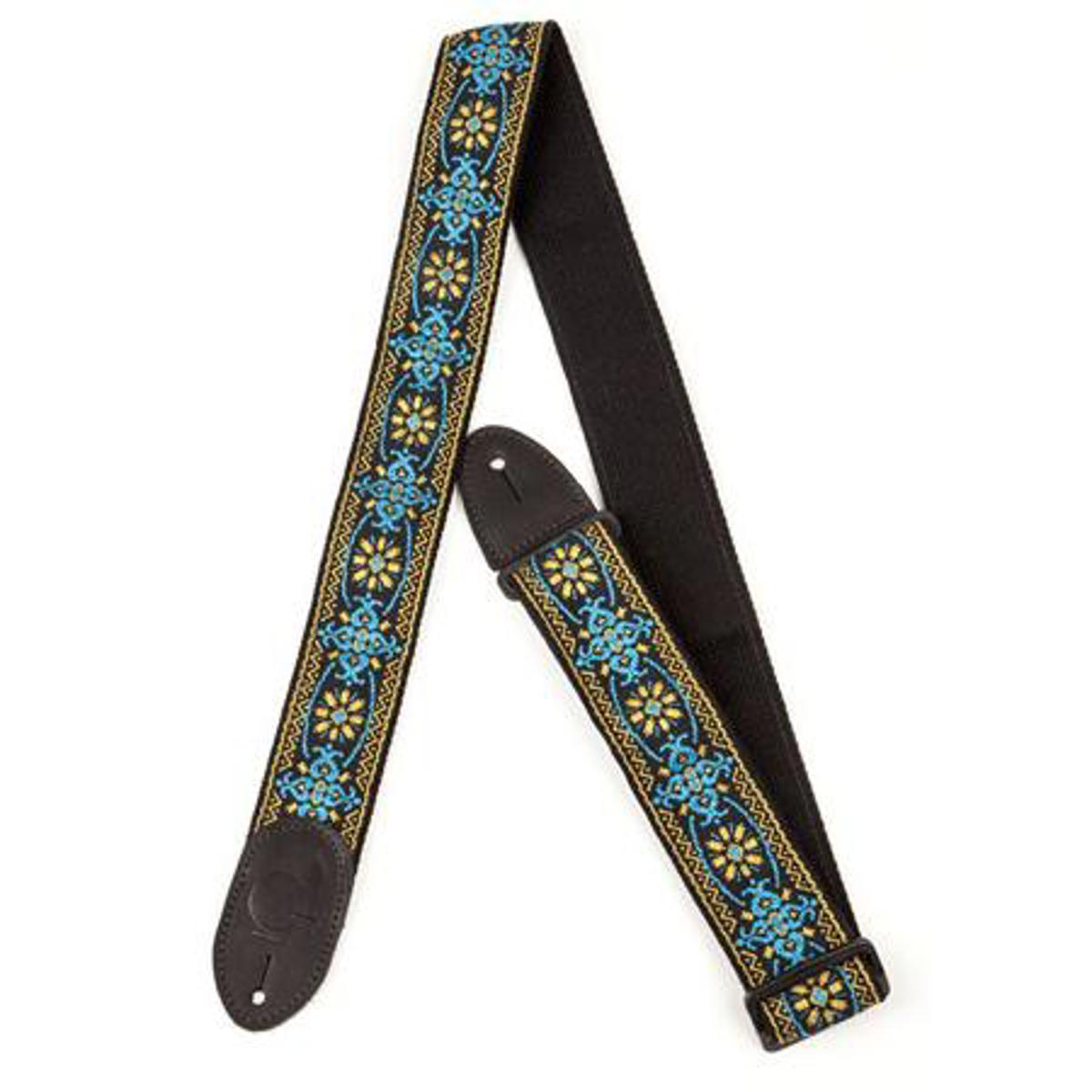 Gretsch G Brand Guitar Strap, Blue/Orange with Black Ends
