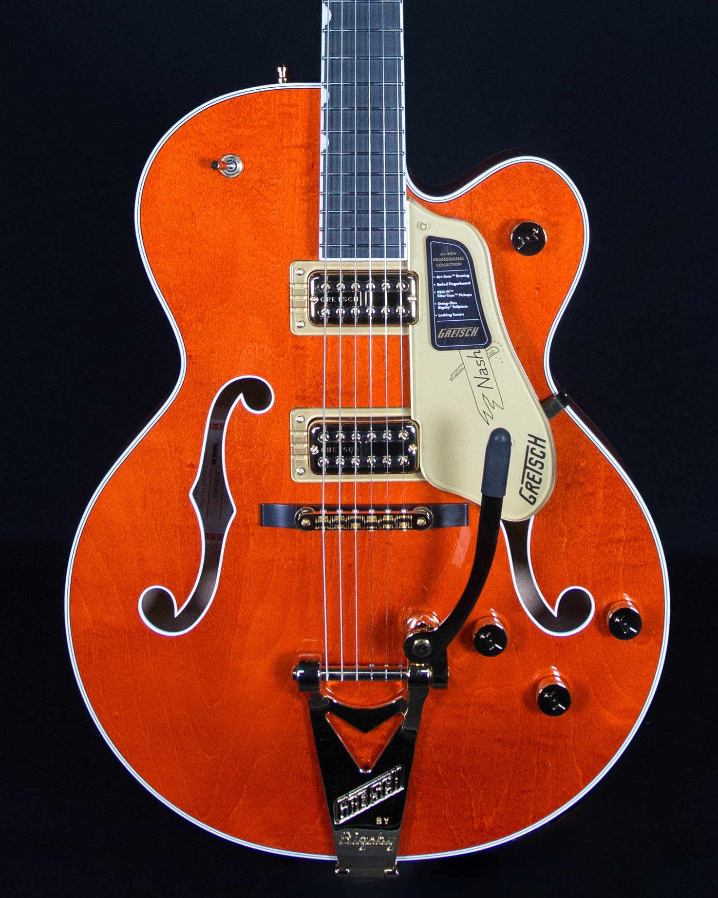 Gretsch Nashville Hollow Body with String-Thru Bigsby, Ebony FB, Orange Stain