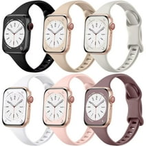 Gretung 6 Pack Slim Bands Compatible with Apple Watch Band 40mm 38mm 41mm 44mm 45mm 42mm 49mm for Women Men, Soft Silicone Waterproof Sport Strap for iWatch Series 9 8 7 6 5 4 3 2 1 SE Ultra/Ultra2
