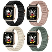 Gretung Braided Stretchy Band Compatible with Fitbit Versa 2 Bands for Women Men, 4 Pack Soft Elastic Strap Bracelet Wrist Bands for Fitbit Versa 2/ Versa Lite/Versa SE/Versa Strap