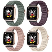 Gretung Braided Stretchy Band Compatible with Fitbit Versa 2 Bands for Women Men, 4 Pack Soft Elastic Strap Bracelet Wrist Bands for Fitbit Versa 2/ Versa Lite/Versa SE/Versa Strap