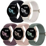 Gretung Braided Stretchy Solo Loop Compatible with Samsung Watch Bands, 5 Pack Nylon Elastic Straps for Samsung Galaxy Watch 6 5 4 40mm 44mm,Galaxy Watch 5 Pro Band 45mm/Watch 6 4 Classic Band