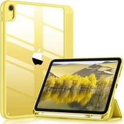 Gretung for iPad 10th Generation Case with Pencil Holder 2022 10.9 Inch, Clear Back iPad 10 Case, 10th Gen iPad Case for A2696 A2757 A2777, Yellow