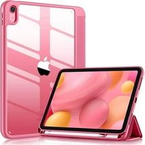 Gretung for iPad 10th Generation Case with Pencil Holder 2022 10.9 Inch, 10th Gen iPad Case Slim Tri-fold Stand Protective Cover with Clear Back for A2696 A2757 A2777, Watermelon Pink