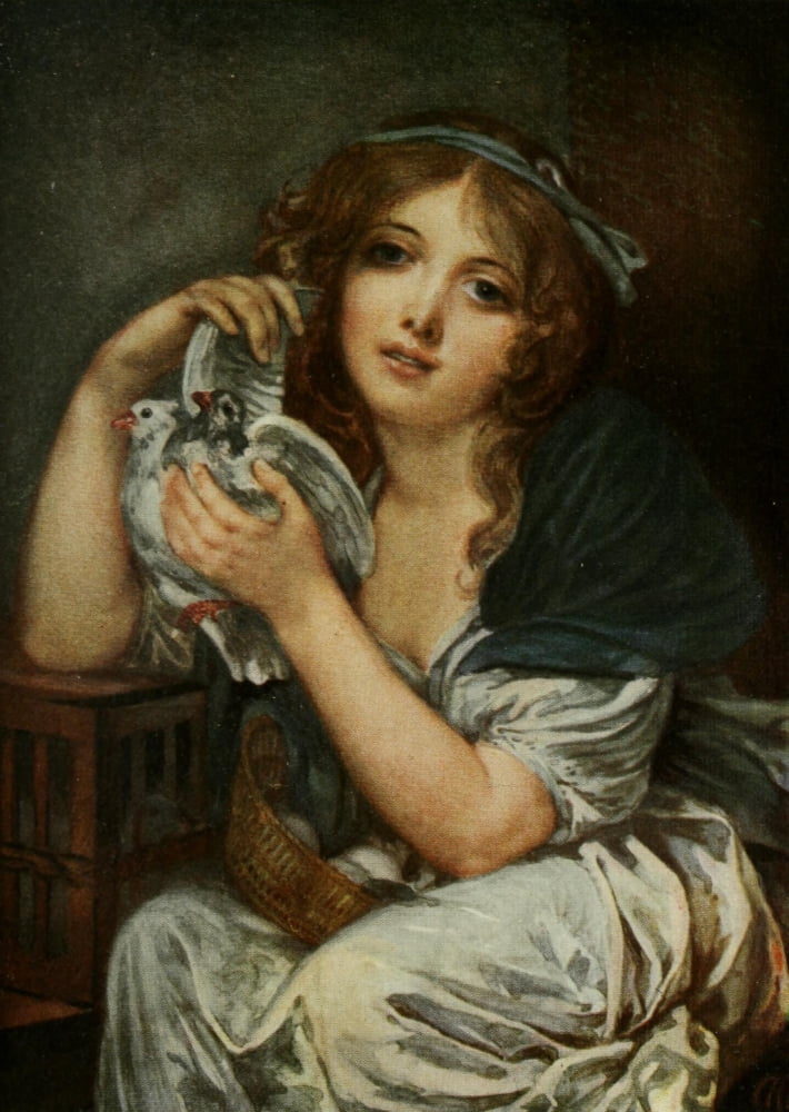 Greuze 1907 Innocence holding two pigeons Canvas Art - Jean-Baptiste Greuze (18 x 24)