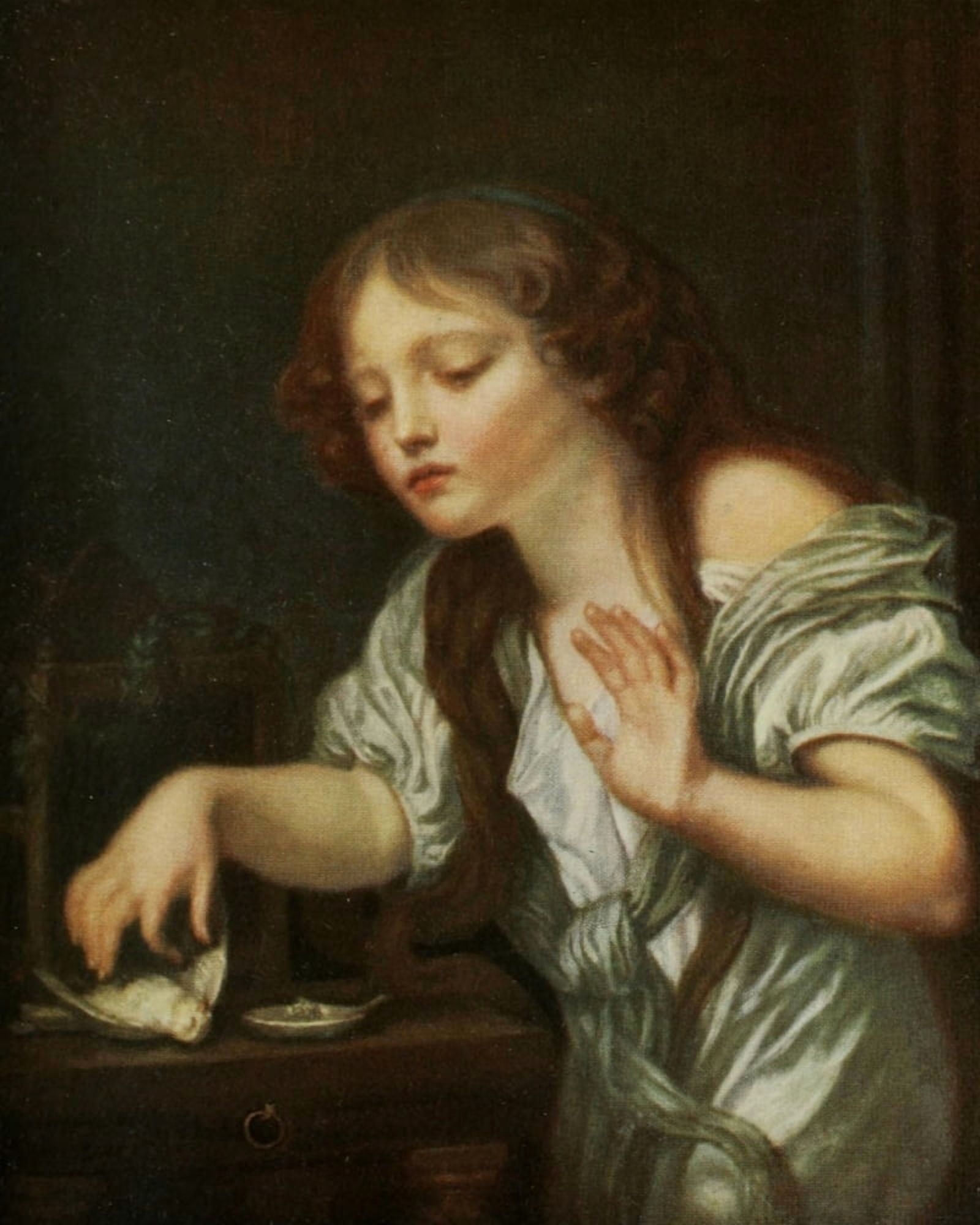 Greuze 1907 The dead bird Canvas Art - Jean-Baptiste Greuze (18 x 24)