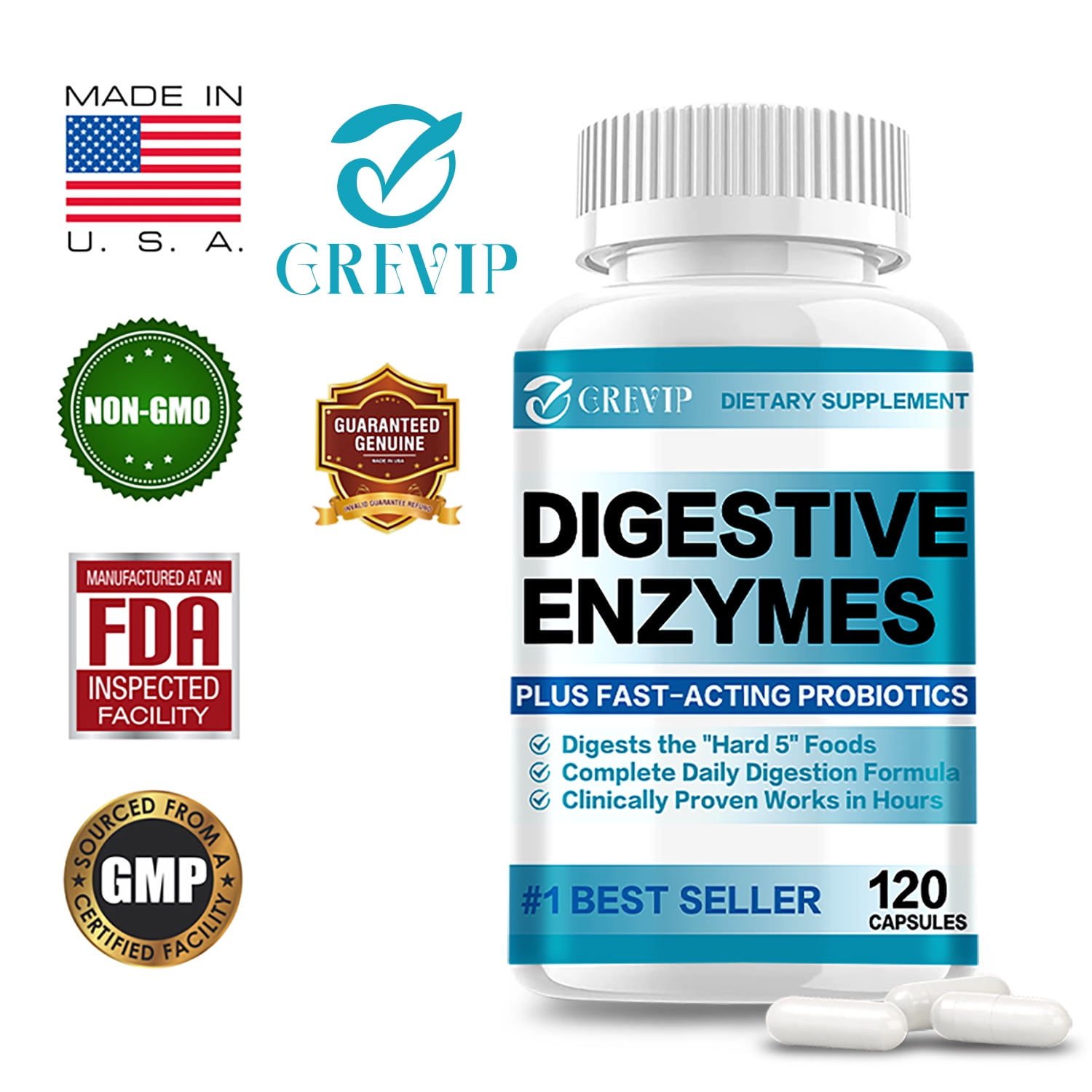 Grevip Digestive Enzymes Promotes Digestion, Intestinal Health