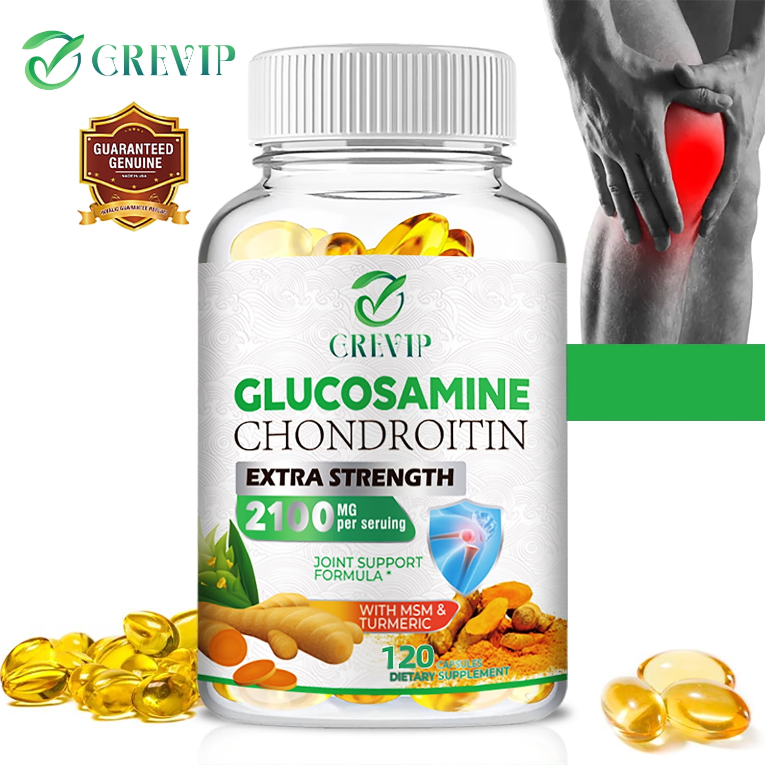 Grevip Glucosamine Chondroitin 2100mg Turmeric, MSM Triple Strength