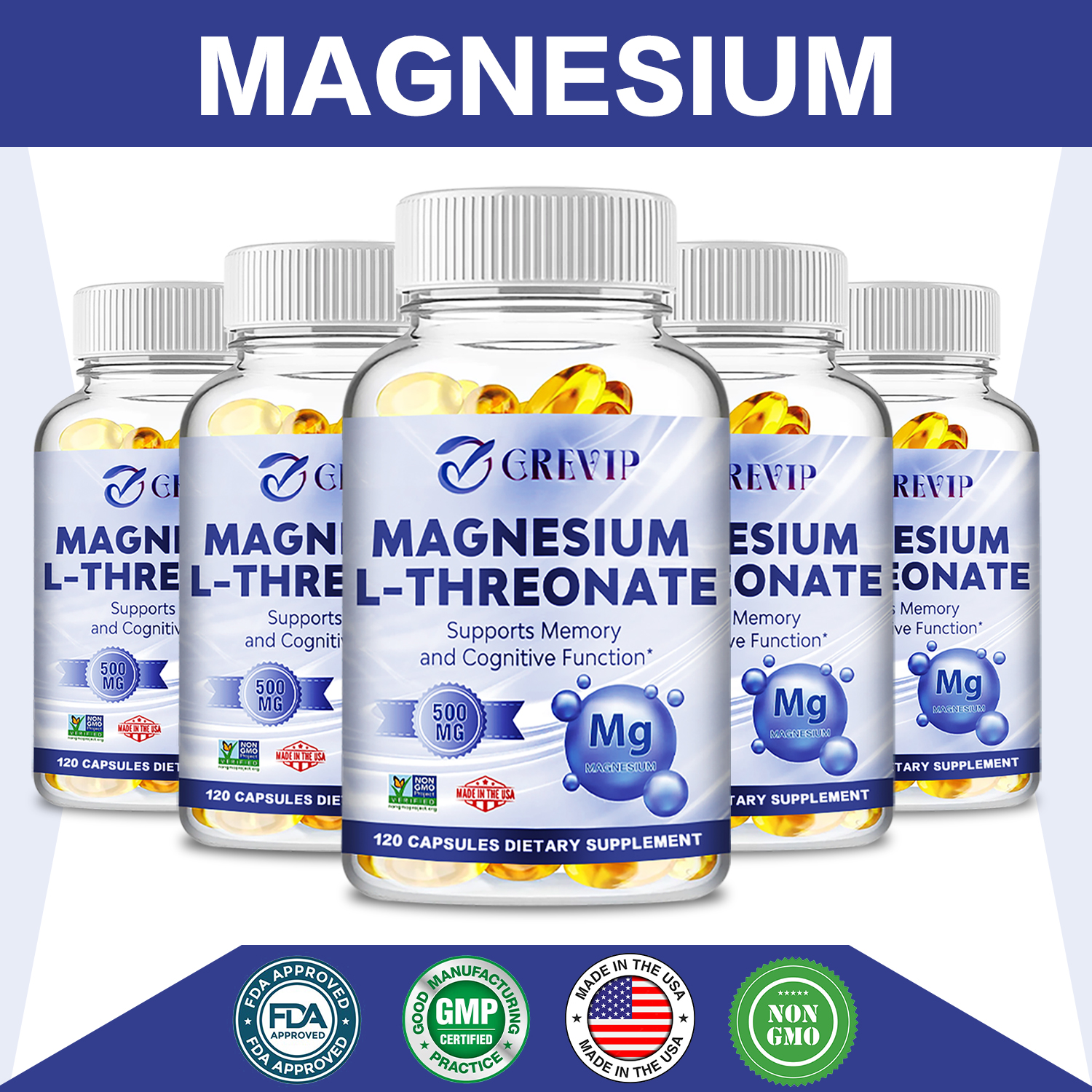 Grevip Magnesium Lthreonate 500mgNootropic Brain, Memory, Cognitive