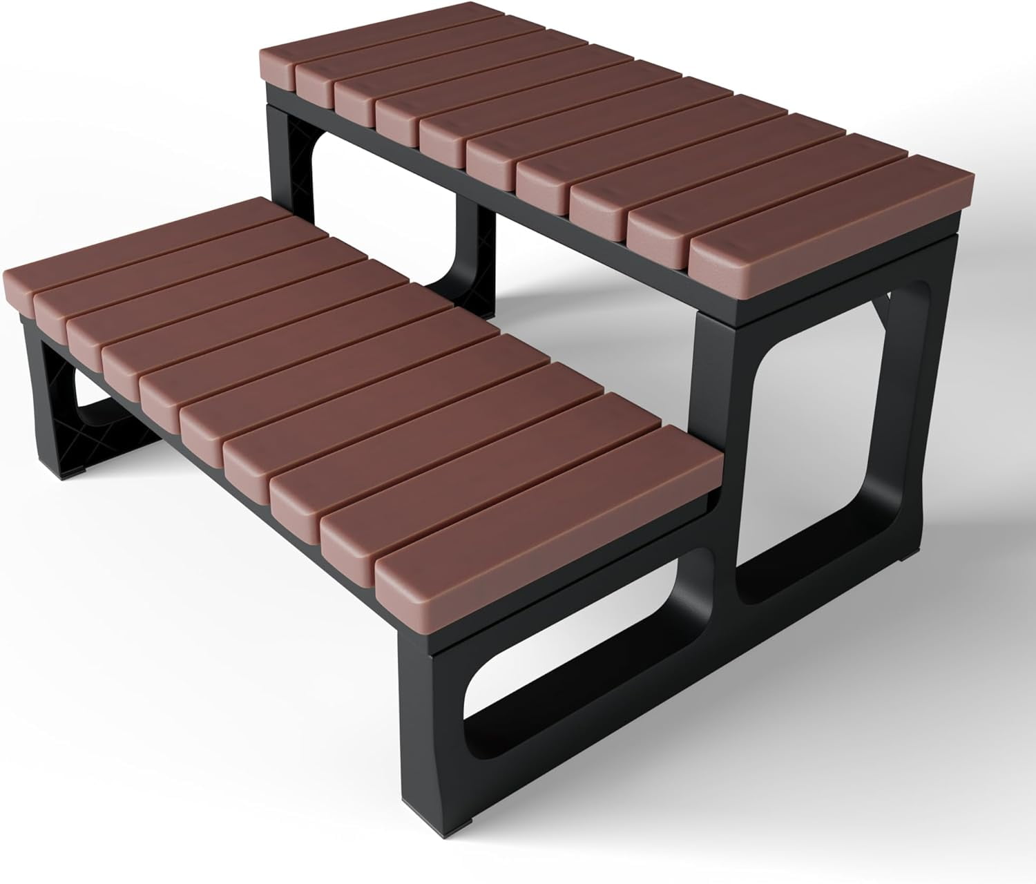 Grevo Hot Tub Steps/Spa Steps for Round or Straight Sided Spa, Non-Slip Steps for Outdoor/Indoor, Brown Stairs
