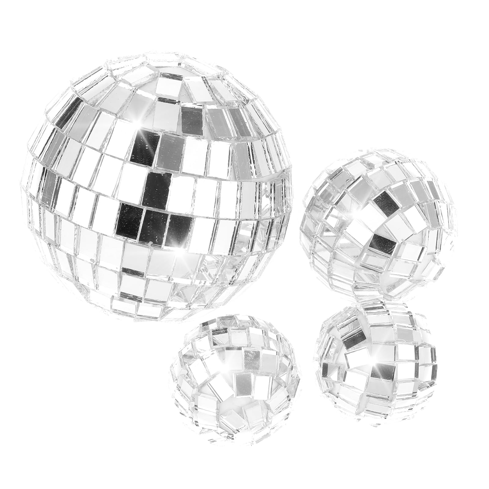 32 Pcs Disco Ball Cake Decorations - Shiny Silver Mini Disco Balls In 4