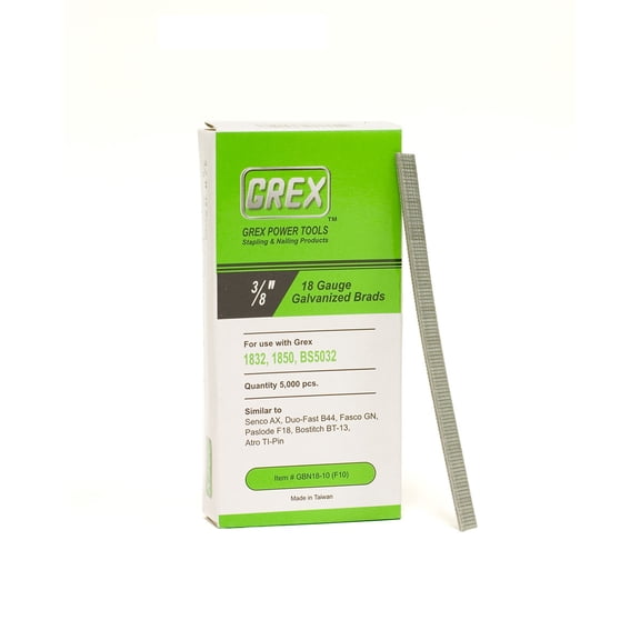 Grex GBN18-10 (F10) 3/8 In. 18 Ga. Brad Nails, Galvanized, 5M