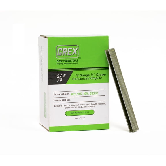 Grex GNS18-15 (L10) 5/8 In. 18 Ga 1/4 In. Wide Crown Staples, Galvanized, 5M