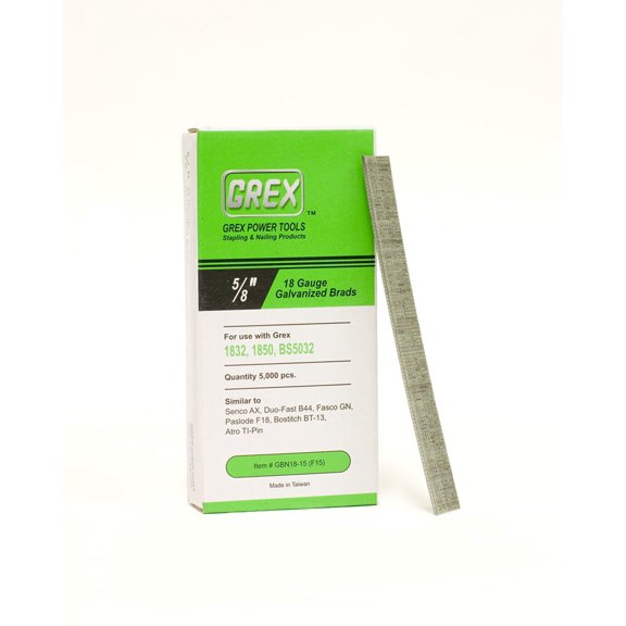 Grex Power Tools 5/8In 18 Gauge Brad Nails Galvanized 5000Qty