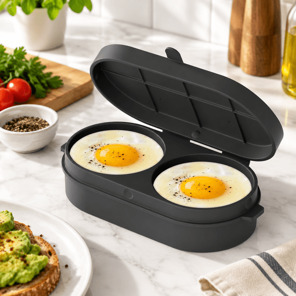 Grey 02 8.5*4.7*1.8 Microwave Egg Bite Maker Cooker for Breakfast Sandwiches