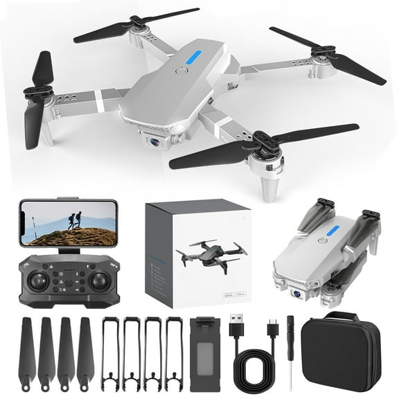 Grey 1080P Dual Camera Folding Drone Wifi Fpv Rc Quadcopter Altitude Hold Headless Mode 3 Speed Gears App Control With Remote For Adults Kids Beginners Aerial Photography