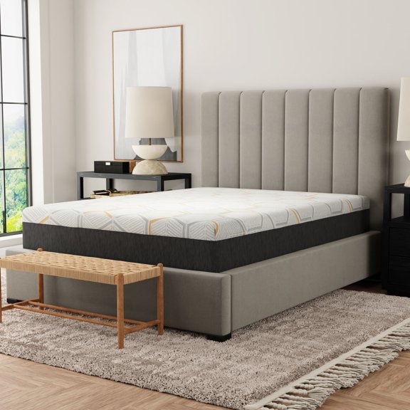 Grey 12-Inch Foam - Copper Gel with Edge Support - Bedroom Bed - Breathable Base & Flexibility
