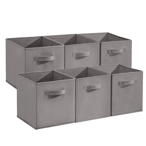 Grey 12-Pack Collapsible Fabric Storage Cubes with Handles, 11 Inch Foldable Organizer Bins for Shelves, Closet, Nursery & Home Decor