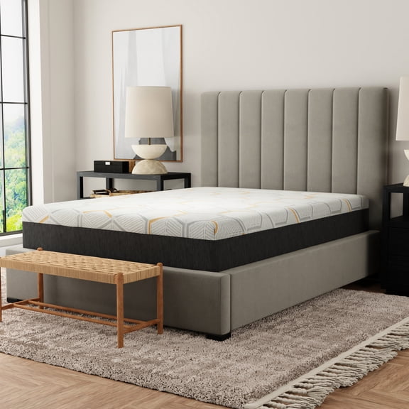 Grey 12 - inch Split King Foam Bed / Copper Gel Neutralizing Temperatures / Edge Support and Washable Cover