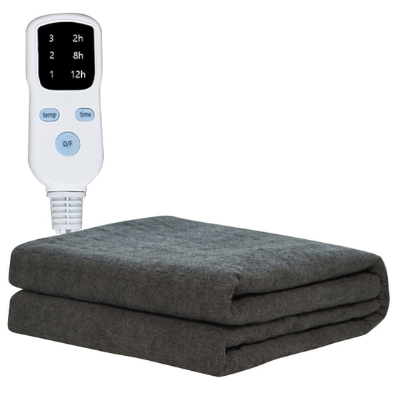 Grey 150X80Cm Electric Heating Pad For Bed, Warm Mattress Topper With Auto Shut-Off, Us Standard Plug