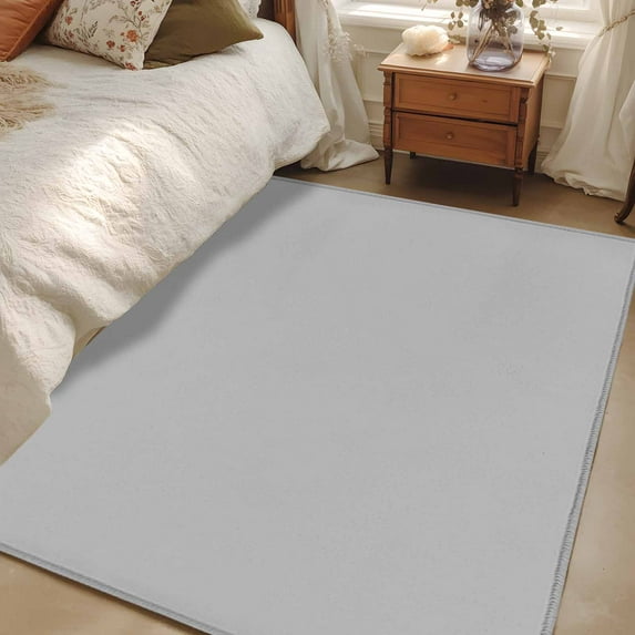 Grey 2.7x5 Area Rugs, Farmhouse Solid Gray Color Modern Art Non-Skid Rubber Backing Large Rectangle Rugs - Living Room Bedroom Home Office, Indoor Floor Mat Carpets Washable Rug