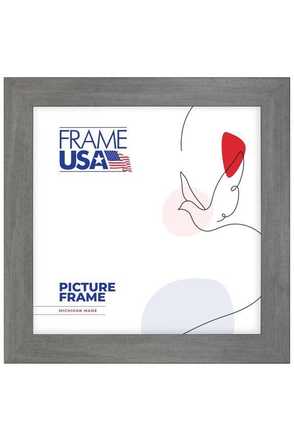 24x24 Picture Frame, Gray Gray Wide 741609, 2 Inch MDF with Plexiglass, Wall Display