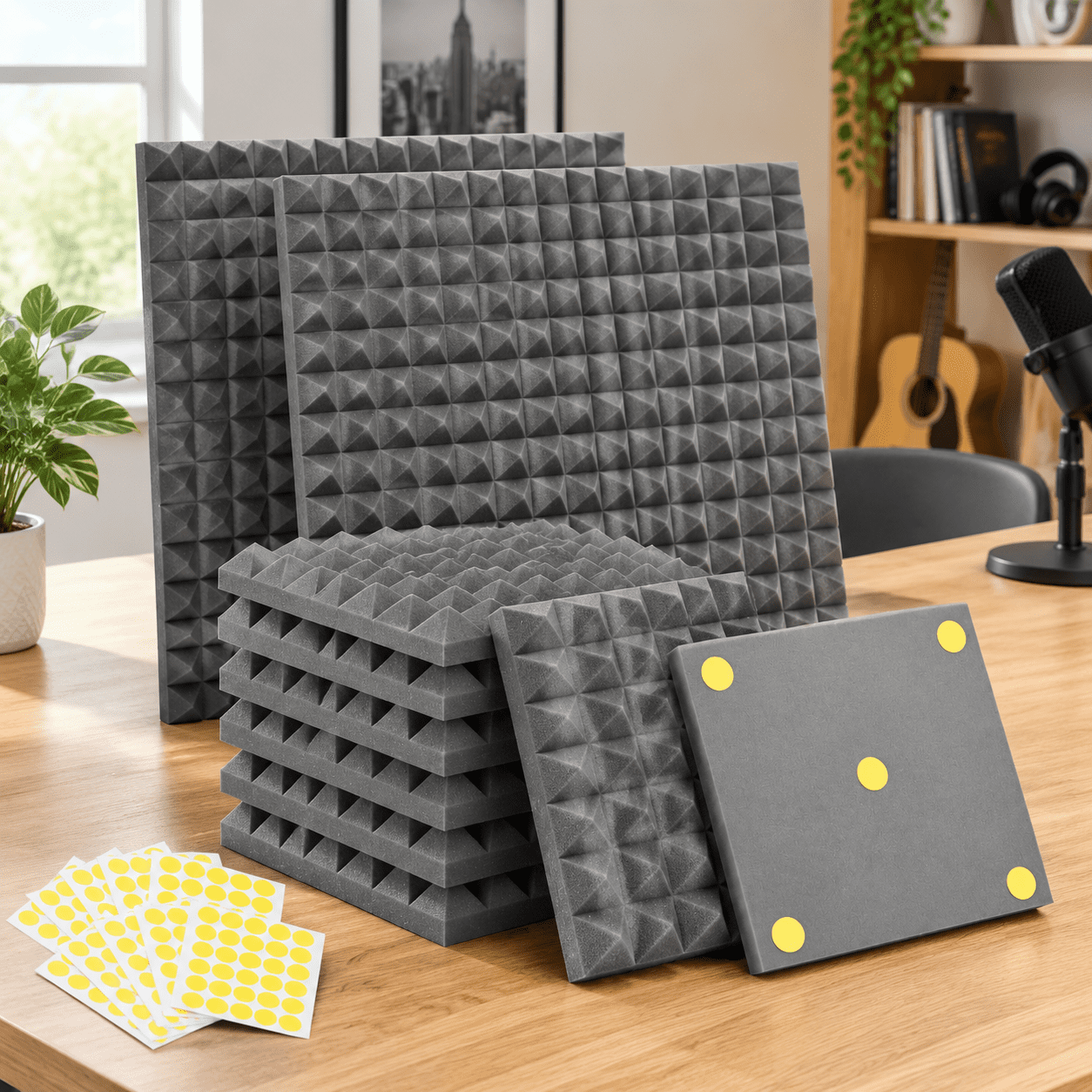 Grey 26 Pack 12" x 2" Pyramid Acoustic Dampers Sound Proof Foam Panels ...
