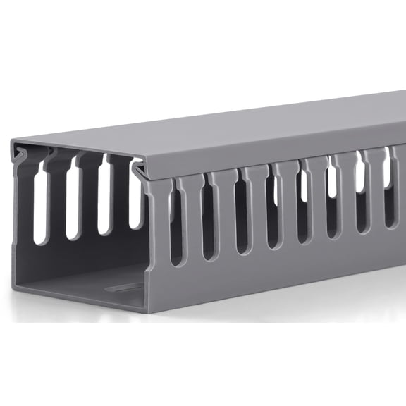 Grey 2in H × 2.4in W × 95in L Open Slot PVC Cable Management Raceway Kit
