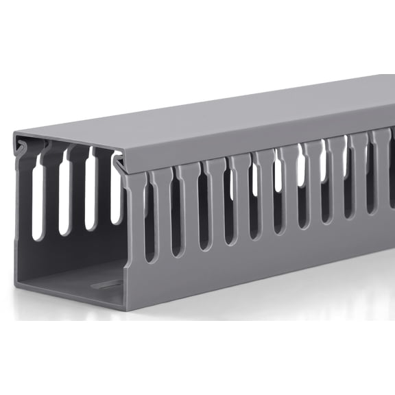 Grey 2in H × 2in W × 99in L Cable Organizer Raceway Kit for Server Rack, Under Desk, Computer, Network Cords