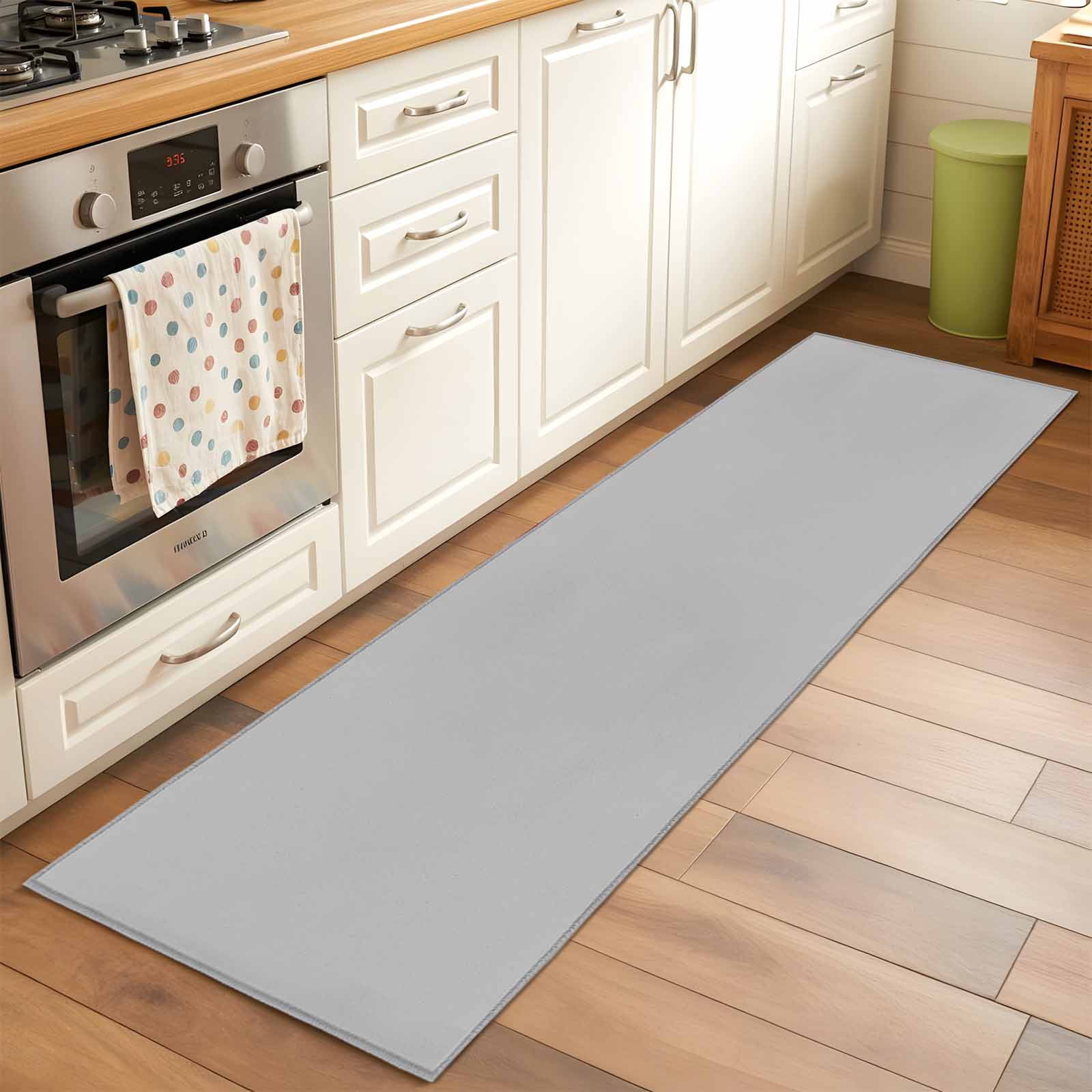 Grey 2x6 Kitchen Runner Rug, Farmhouse Solid Gray Color Modern Art Non ...