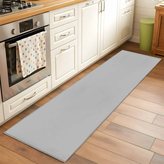 Grey 2x6 Kitchen Runner Rug, Farmhouse Solid Gray Color Modern Art Non-Skid Rubber Backing Large Rectangle Rugs - Living Room Bedroom Home Office, Indoor Floor Mat Carpets Washable Rug